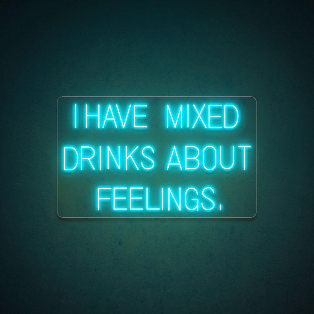 Mixed Drinks About Feelings White Led Neon Sign For Bar Green Wall Decor | Shineneon