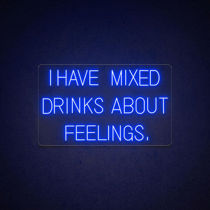 Mixed Drinks About Feelings White Led Neon Sign For Bar Green Wall Decor | Shineneon