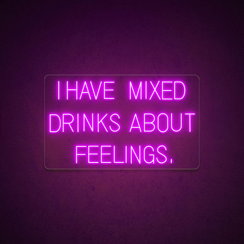 Mixed Drinks About Feelings White Led Neon Sign For Bar Green Wall Decor | Shineneon