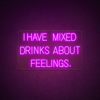 Mixed Drinks About Feelings White Led Neon Sign For Bar Green Wall Decor | Shineneon