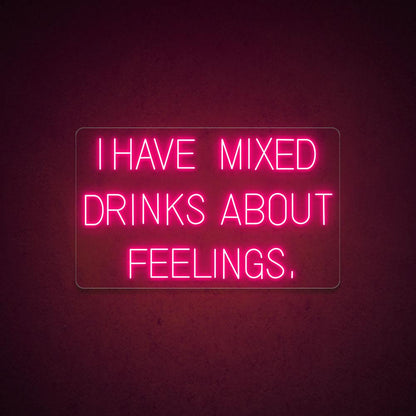 Mixed Drinks About Feelings White Led Neon Sign For Bar Green Wall Decor | Shineneon