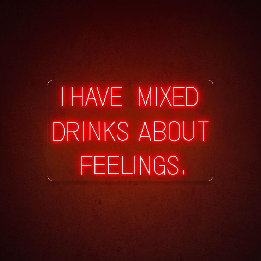 Mixed Drinks About Feelings White Led Neon Sign For Bar Green Wall Decor | Shineneon