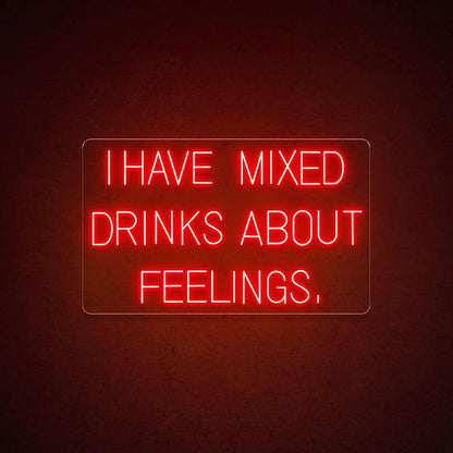 Mixed Drinks About Feelings White Led Neon Sign For Bar Green Wall Decor | Shineneon