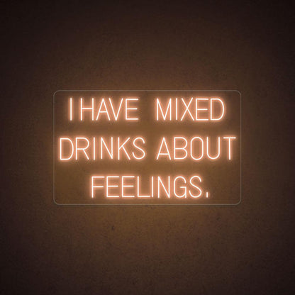 Mixed Drinks About Feelings White Led Neon Sign For Bar Green Wall Decor | Shineneon