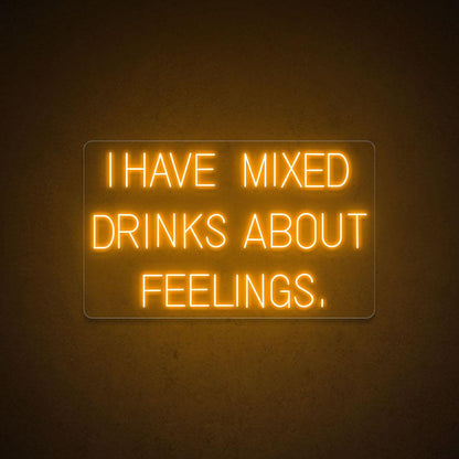 Mixed Drinks About Feelings White Led Neon Sign For Bar Green Wall Decor | Shineneon