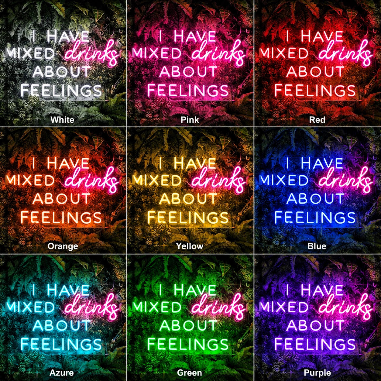 Mixed Drinks Quote Neon Sign LED Neon Sign color grid