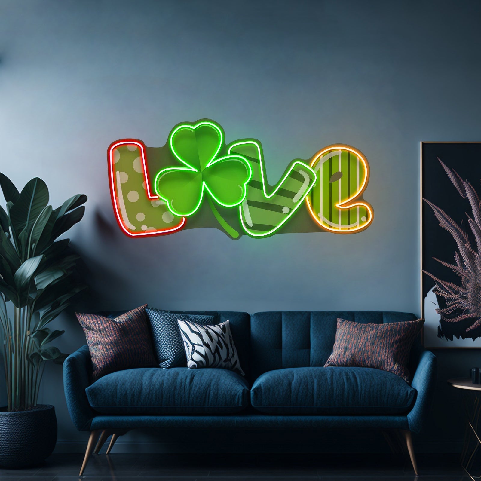 Mixing Pattern Saint Patrick Day Love Shape Led Signs - Shineneon