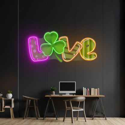 Mixing Pattern Saint Patrick Day Love Shape Led Signs