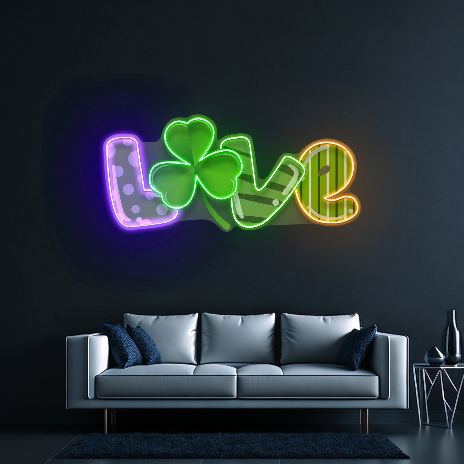 Mixing Pattern Saint Patrick Day Love Shape Led Signs