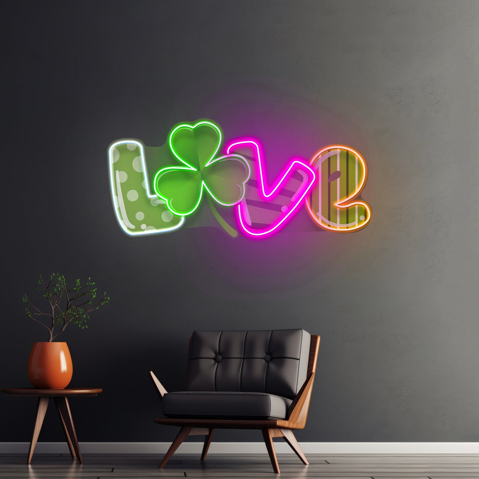 Mixing Pattern Saint Patrick Day Love Shape Led Signs