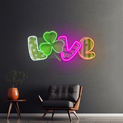 Mixing Pattern Saint Patrick Day Love Shape Led Signs