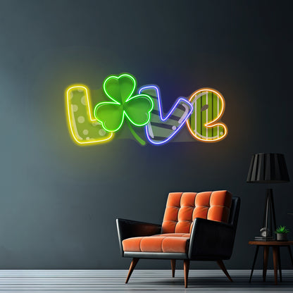 Mixing Pattern Saint Patrick Day Love Shape Led Signs