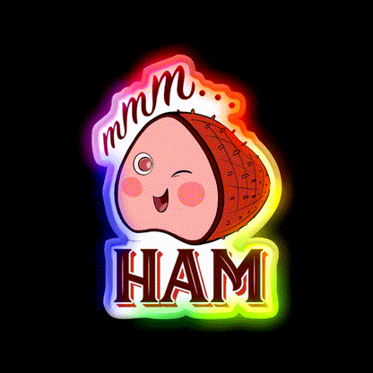 Mmm Ham Snack Food Led Neon Sign Rgb Color - LED neon sign close-up detail