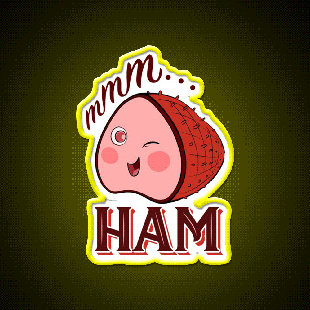 Mmm Ham Snack Food Led Neon Sign Rgb Color - Custom LED neon sign front view