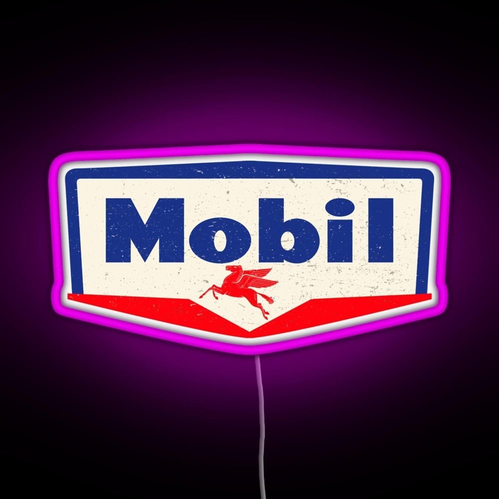 Mobil Oil Vintage Sign Logo 1950 Rgb Led Neon Sign Pop Wall Art - Shineneon