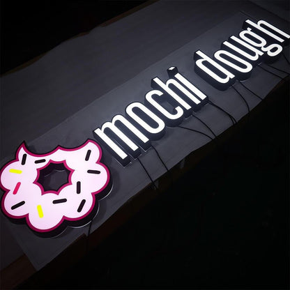 Mochi Dough With Logo 3D Frontlit Letters Metal Led Sign - Shineneon