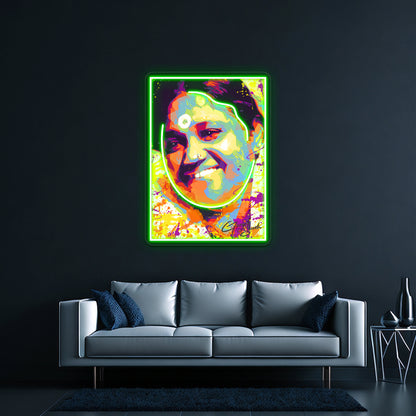 Modern Abstract Colourful Portrait Mata Amritanandamayi Amma Wall Artwork Neon Signs