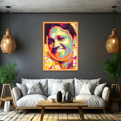 Modern Abstract Colourful Portrait Mata Amritanandamayi Amma Wall Artwork Neon Signs