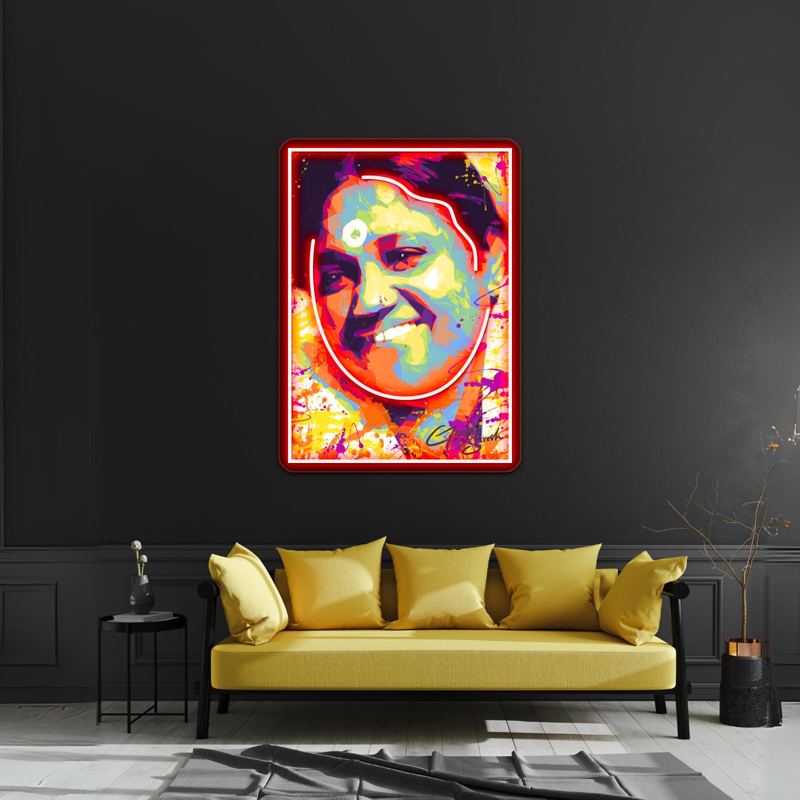 Modern Abstract Colourful Portrait Mata Amritanandamayi Amma Wall Artwork Neon Signs | Shineneon