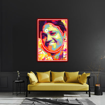 Modern Abstract Colourful Portrait Mata Amritanandamayi Amma Wall Artwork Neon Signs