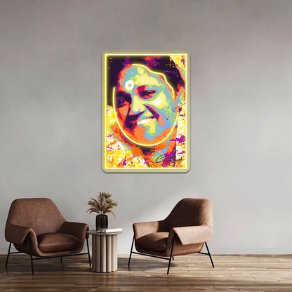 Modern Abstract Colourful Portrait Mata Amritanandamayi Amma Wall Artwork Neon Signs