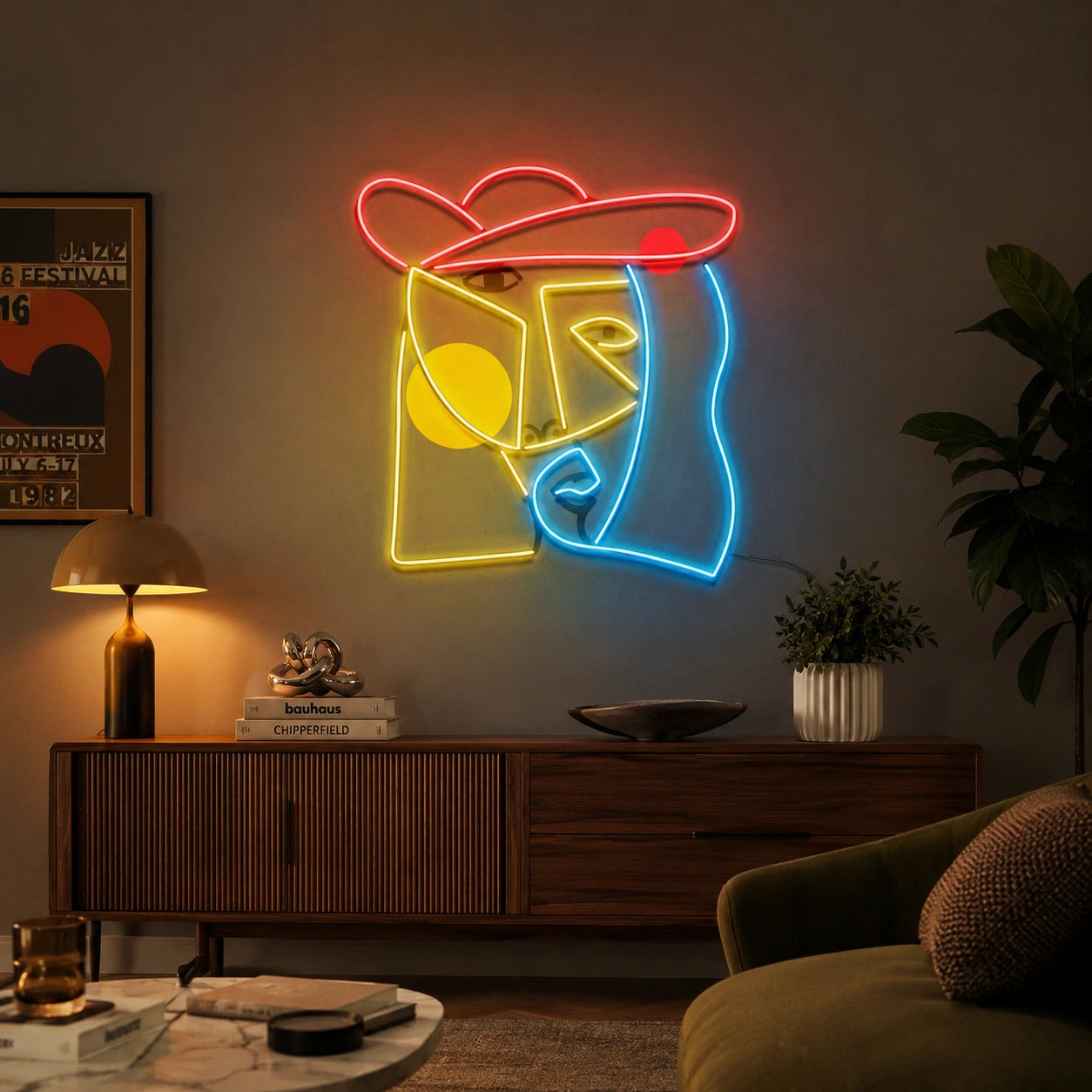 Modern Abstract Face Neon Sign LED Neon Sign real lifestyle scene