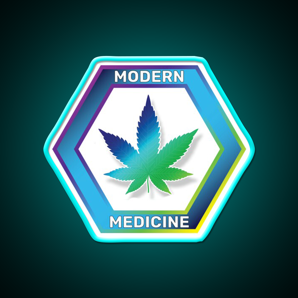 Modern Medicine Hemp Inspired Green Leaf Led Neon Sign Rgb Color - Size and dimension reference