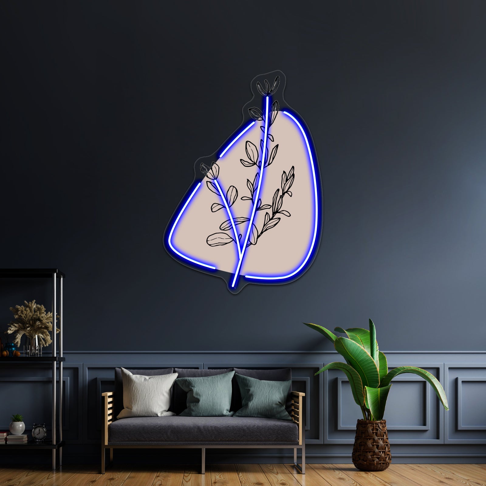 Modern Minimalist Simple Abstract Pastel Pink Flower Art Wall Artwork Neon Signs | Shineneon