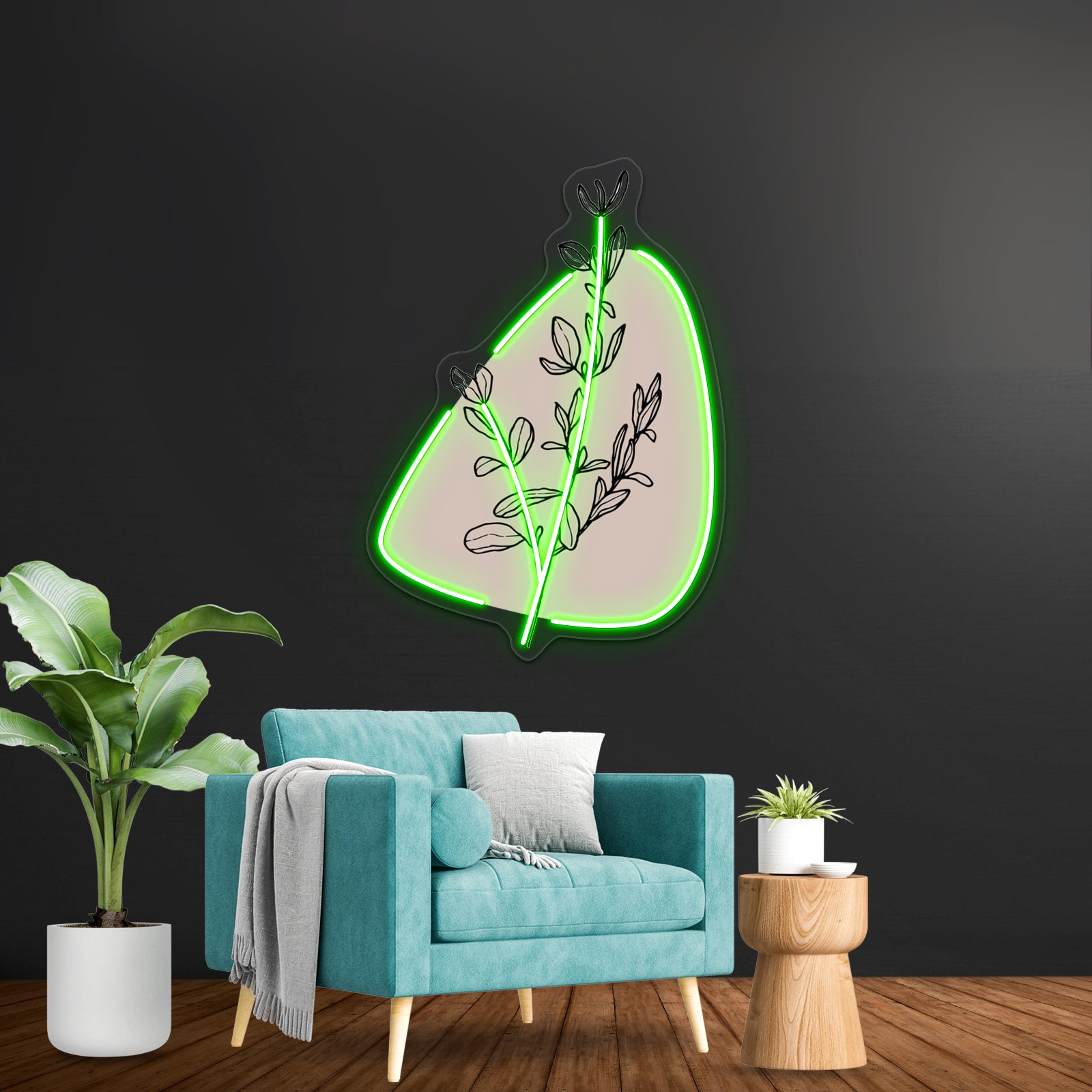 Modern Minimalist Simple Abstract Pastel Pink Flower Art Wall Artwork Neon Signs | Shineneon