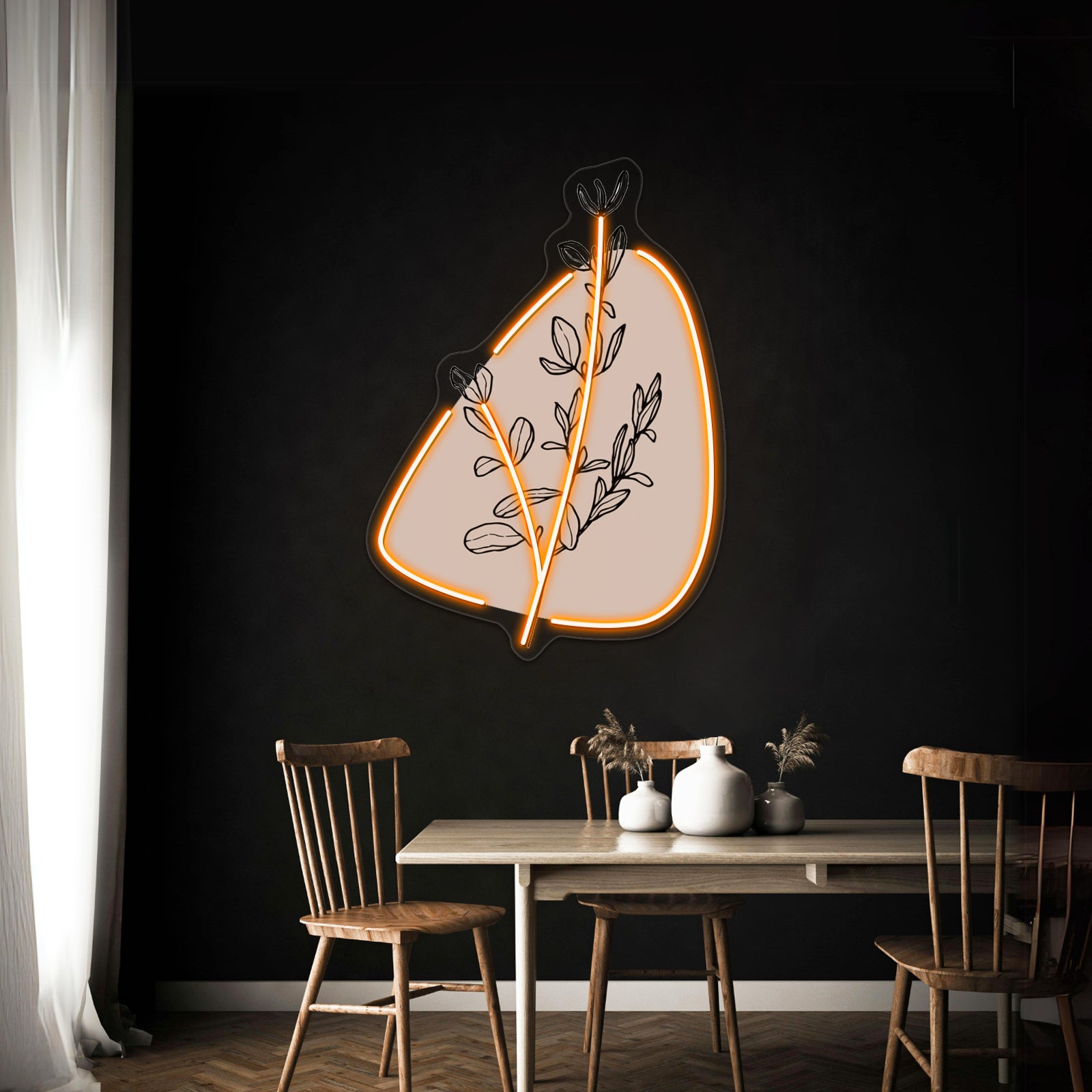 Modern Minimalist Simple Abstract Pastel Pink Flower Art Wall Artwork Neon Signs | Shineneon