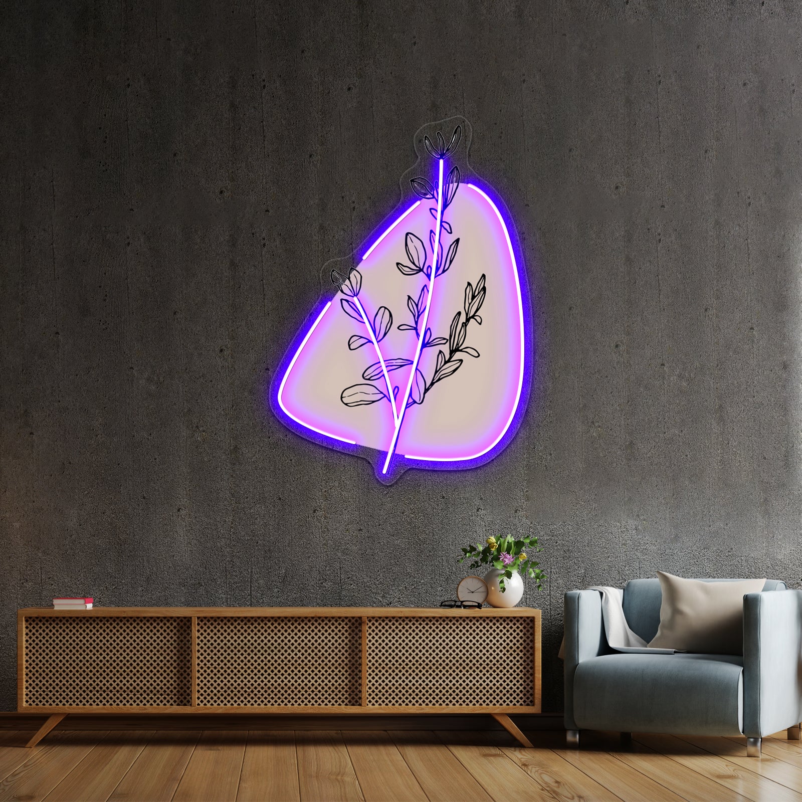 Modern Minimalist Simple Abstract Pastel Pink Flower Art Wall Artwork Neon Signs | Shineneon