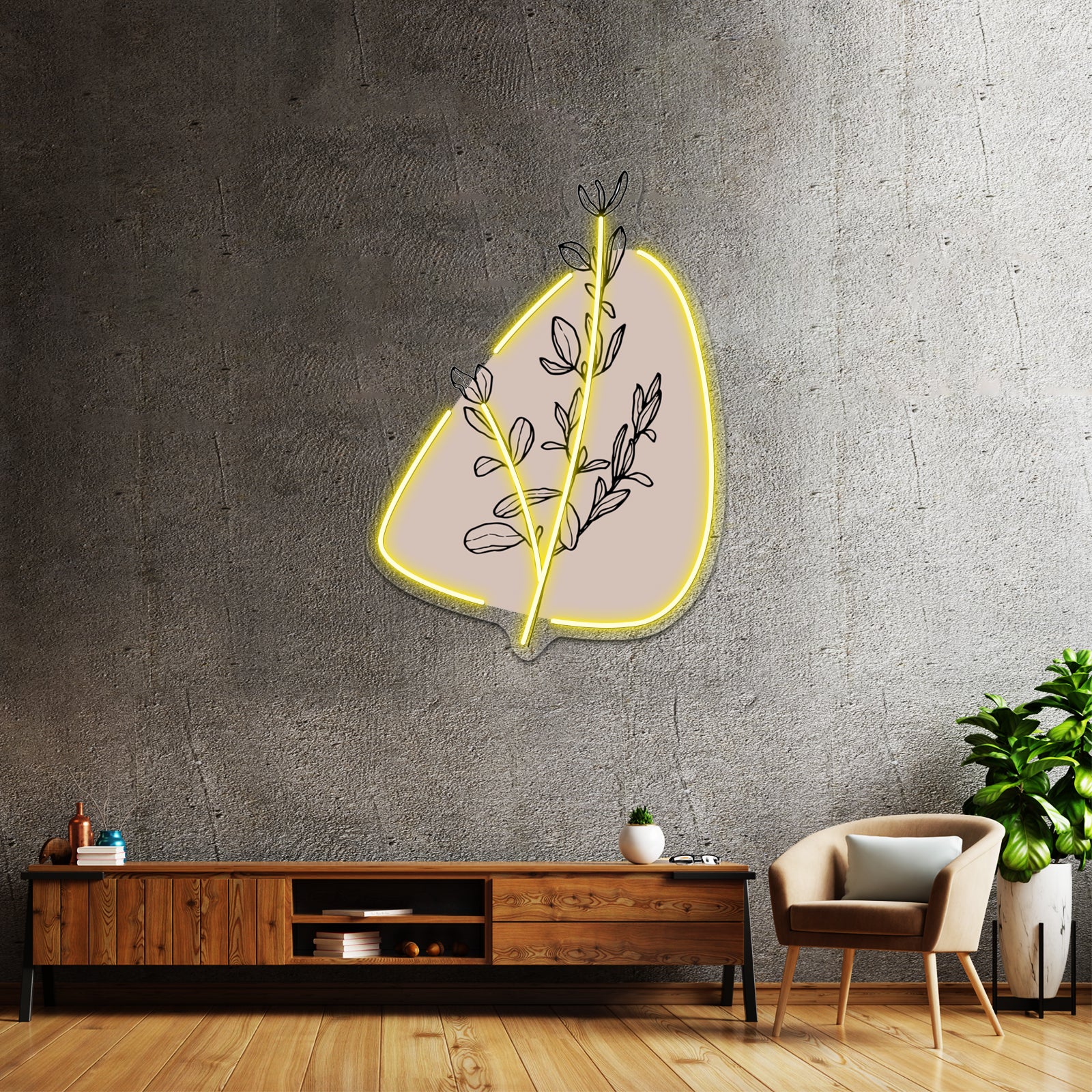 Modern Minimalist Simple Abstract Pastel Pink Flower Art Wall Artwork Neon Signs | Shineneon