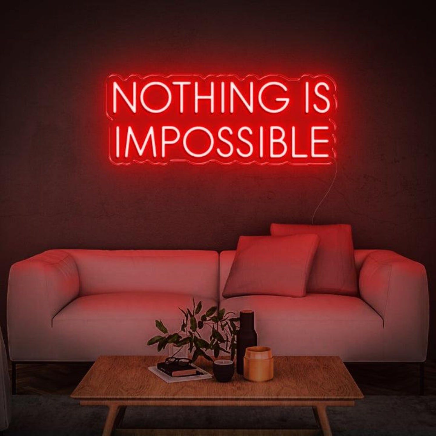 Modern Teal Nothing Is Impossible Led Neon Sign For Home Office Living Room Decor | Shineneon
