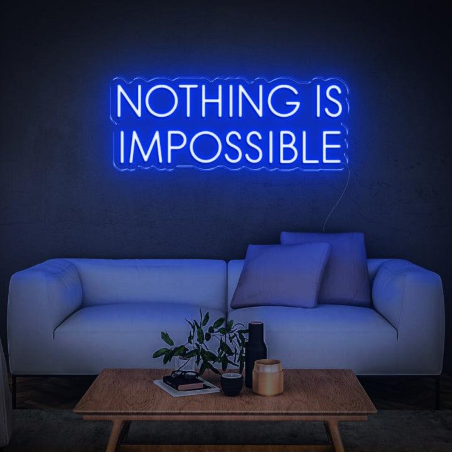 Modern Teal Nothing Is Impossible Led Neon Sign For Home Office Living Room Decor | Shineneon