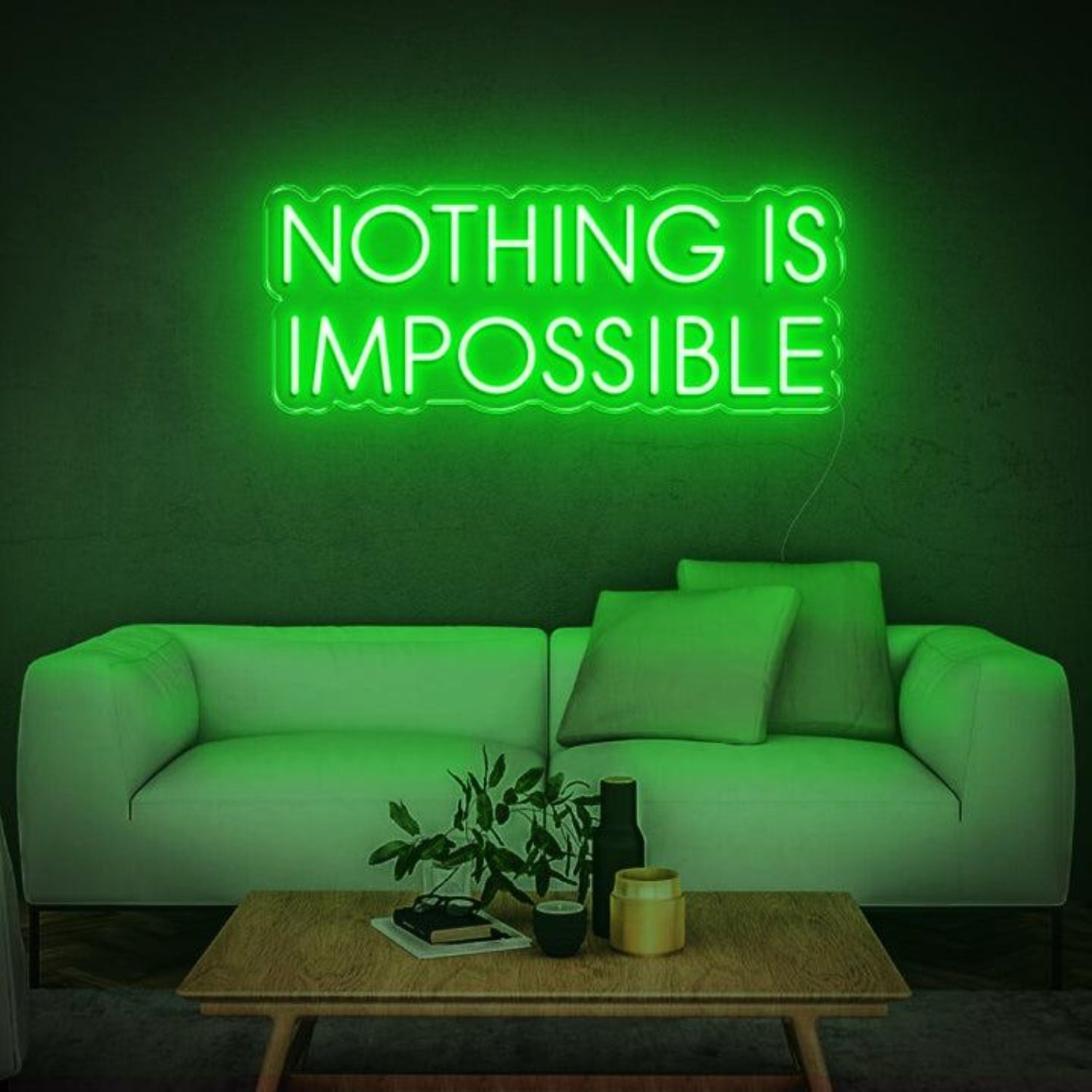 Modern Teal Nothing Is Impossible Led Neon Sign For Home Office Living Room Decor | Shineneon