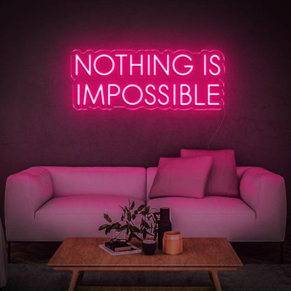 Modern Teal Nothing Is Impossible Led Neon Sign For Home Office Living Room Decor | Shineneon