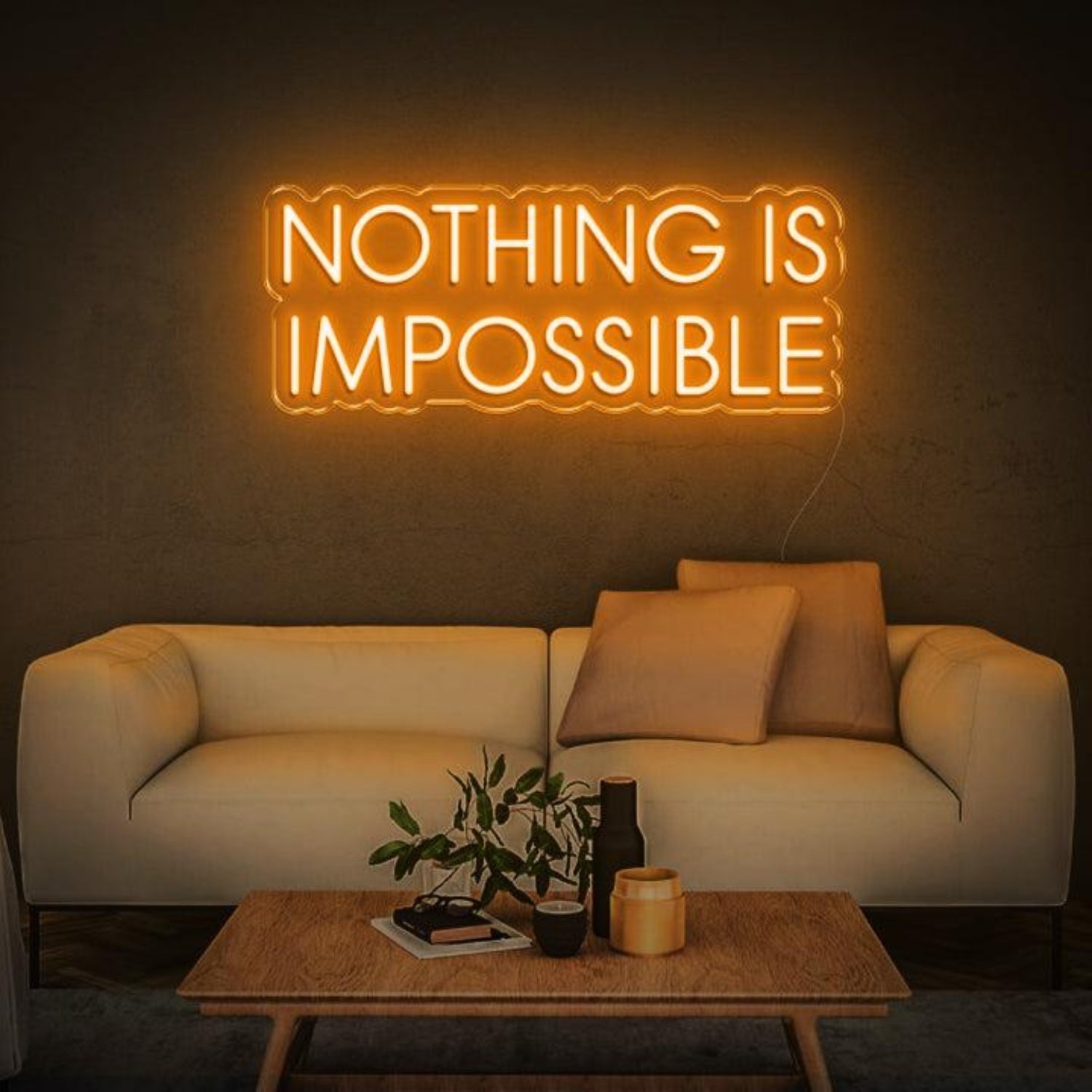 Modern Teal Nothing Is Impossible Led Neon Sign For Home Office Living Room Decor | Shineneon