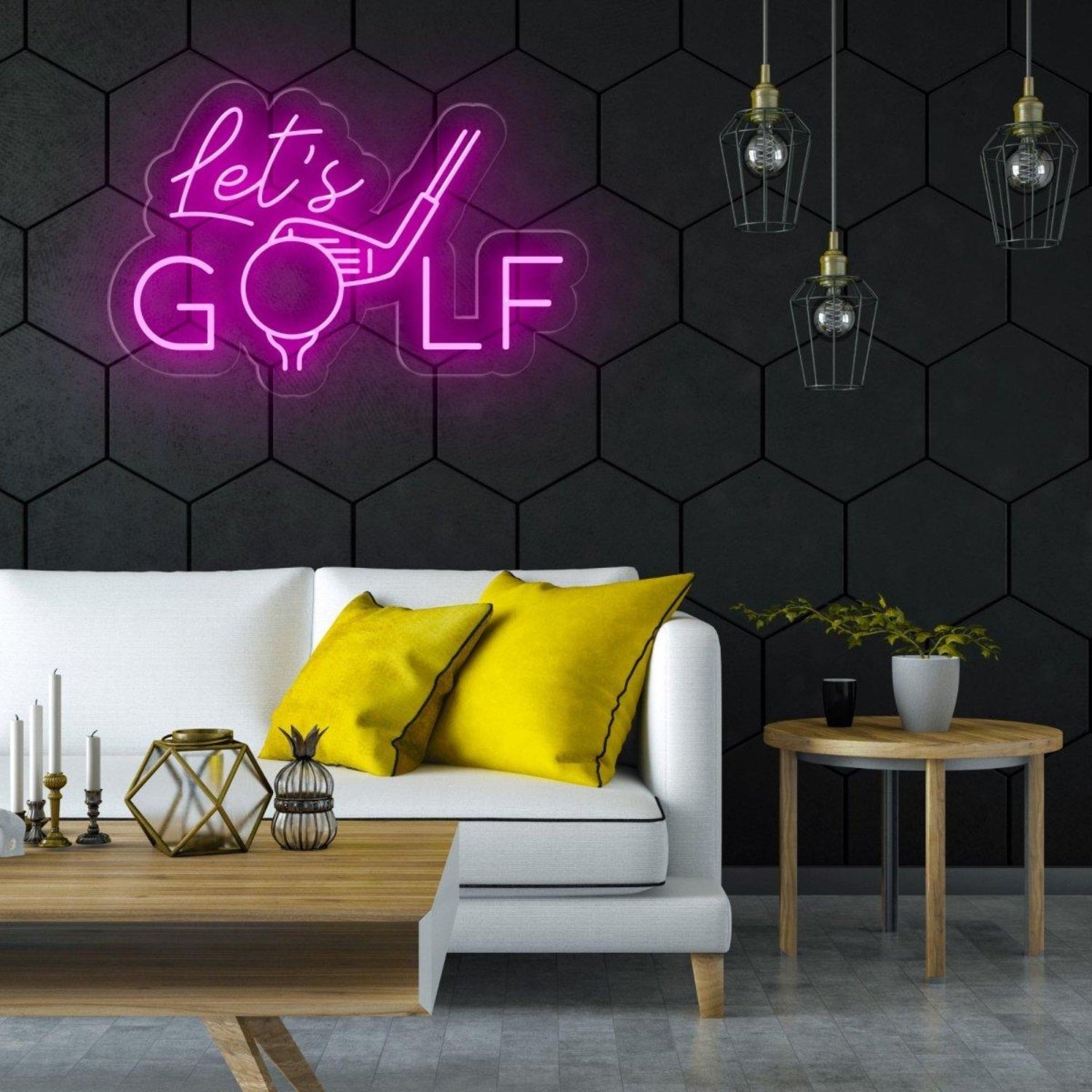 Modern White Lets Golf Led Neon Sign For Golf Club And Home Decor | Shineneon