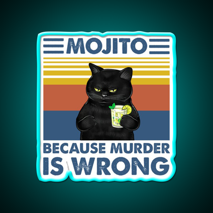 Mojito Because Murder Is Wrong Cat Cocktail Bar Decor Led Neon Sign Rgb Color - Size and dimension reference