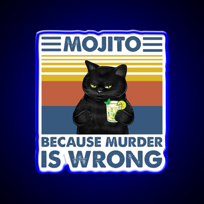Mojito Because Murder Is Wrong Cat Cocktail Bar Decor Led Neon Sign Rgb Color - LED neon sign view 5