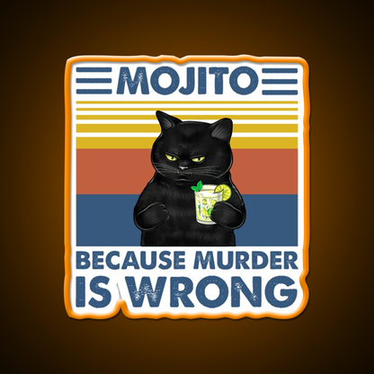 Mojito Because Murder Is Wrong Cat Cocktail Bar Decor Led Neon Sign Rgb Color - LED neon sign view 6