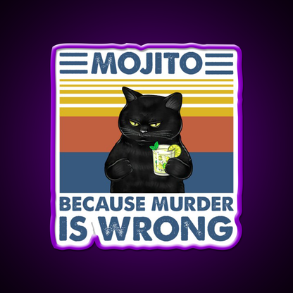 Mojito Because Murder Is Wrong Cat Cocktail Bar Decor Led Neon Sign Rgb Color - LED neon sign view 9