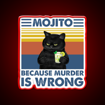 Mojito Because Murder Is Wrong Cat Cocktail Bar Decor Led Neon Sign Rgb Color - LED neon sign view 10
