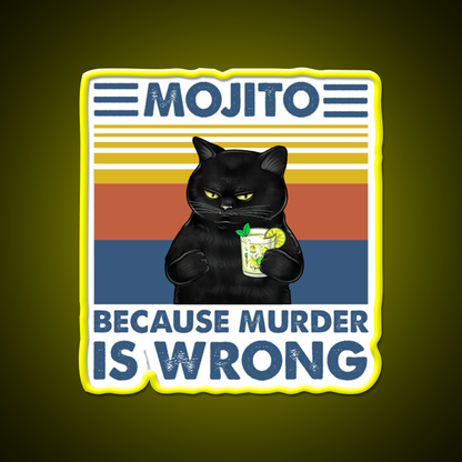Mojito Because Murder Is Wrong Cat Cocktail Bar Decor Led Neon Sign Rgb Color - LED neon sign view 7
