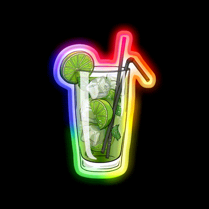 Mojito Cocktail Bar Decor Led Neon Sign Neon Party Sign Rgb Color - LED neon sign close-up detail