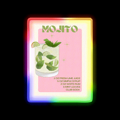 Mojito Cocktail Bar Decor Led Neon Sign Neon Party Signs Rgb Color - LED neon sign close-up detail