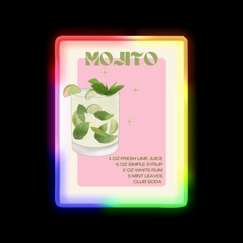 Mojito Cocktail Bar Decor Led Neon Sign Neon Party Signs Rgb Color - LED neon sign close-up detail