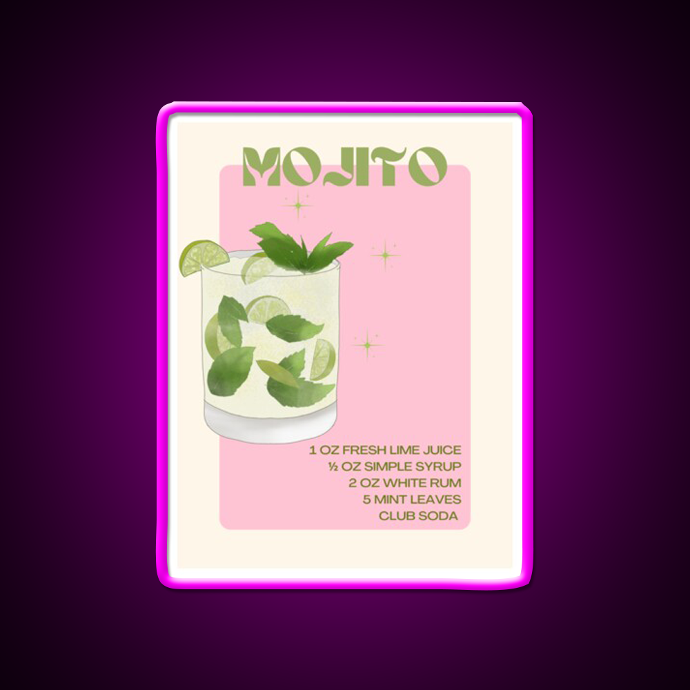 Mojito Cocktail Bar Decor Led Neon Sign Neon Party Signs Rgb Color - Neon sign mounted on wall in room