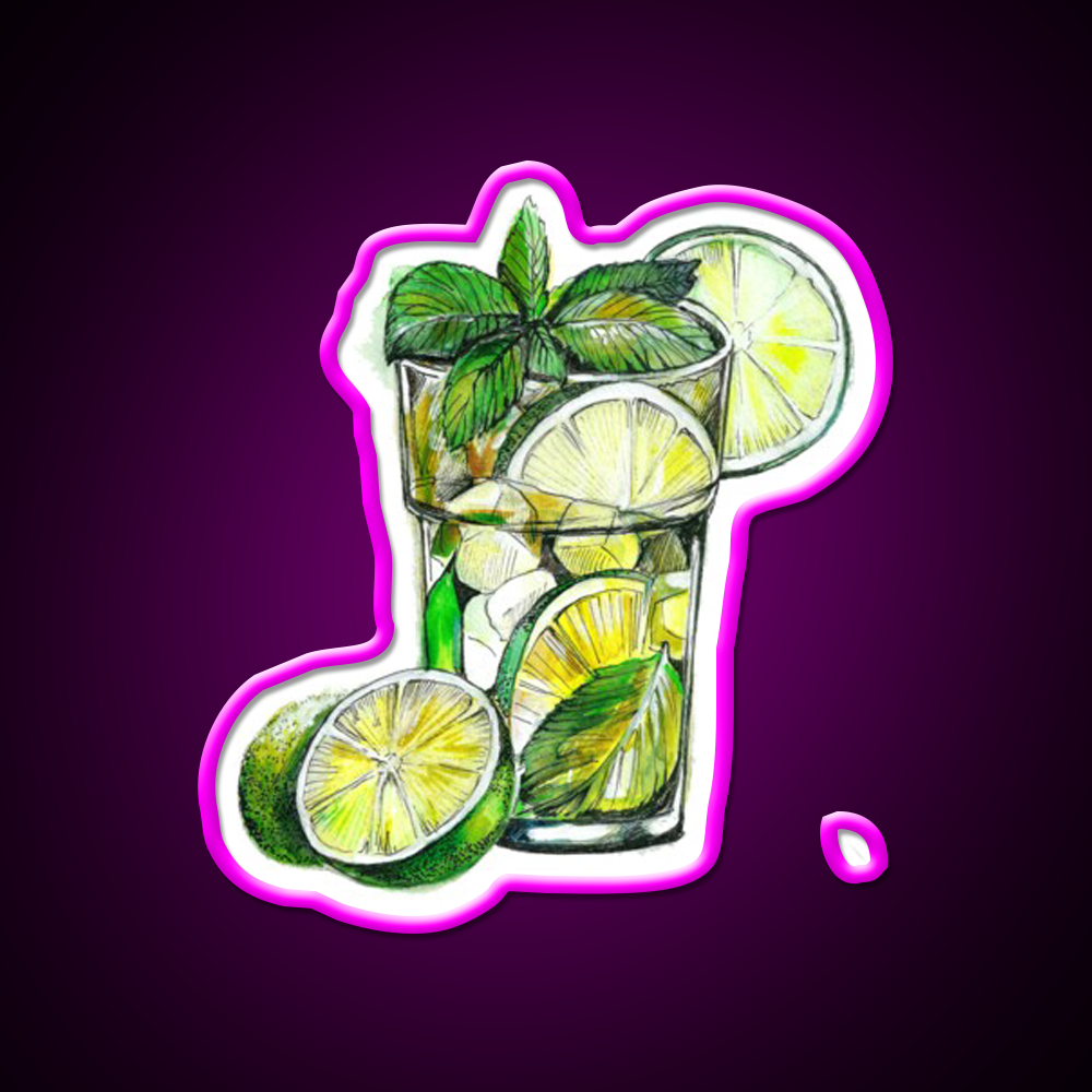 Mojito Cocktail Bar Decor Led Neon Sign Rgb Color - Neon sign mounted on wall in room