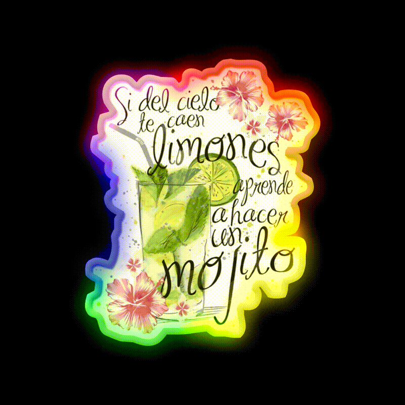 Mojito Party Drink Tequila Led Neon Sign Rgb Color - LED neon sign close-up detail